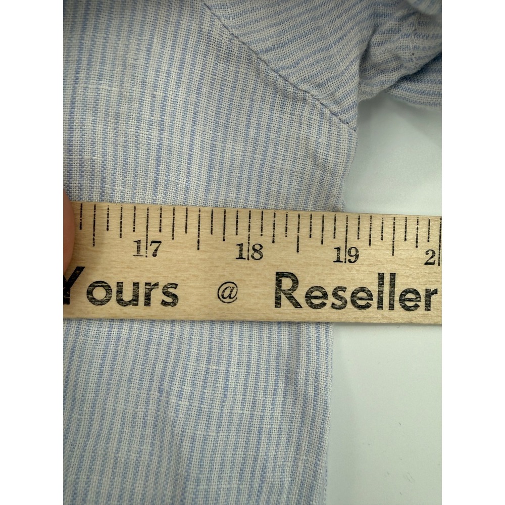 Tahari Dress Womens Medium Blue Striped 100% Linen Short Sleeve Button Up Beach - Picture 5 of 8